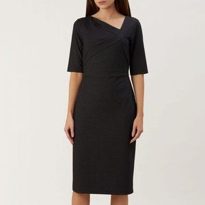 HOBS London Suki Asymmetric Neck Sheath Dress Size 8 NWT